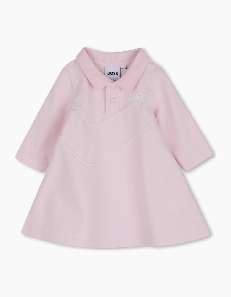 BOSS BABY/TODDLER LONG SLEEVE POLO DRESS IN FESTIVAL BLOOM PINK J53326