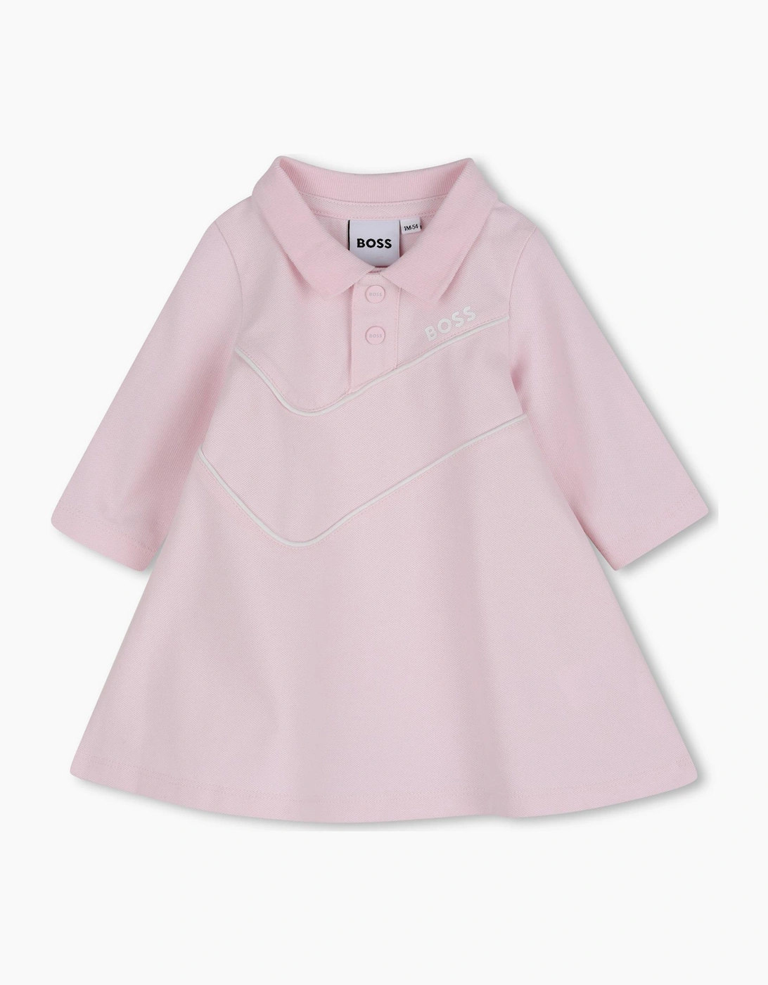 BOSS BABY/TODDLER LONG SLEEVE POLO DRESS IN FESTIVAL BLOOM PINK J53326