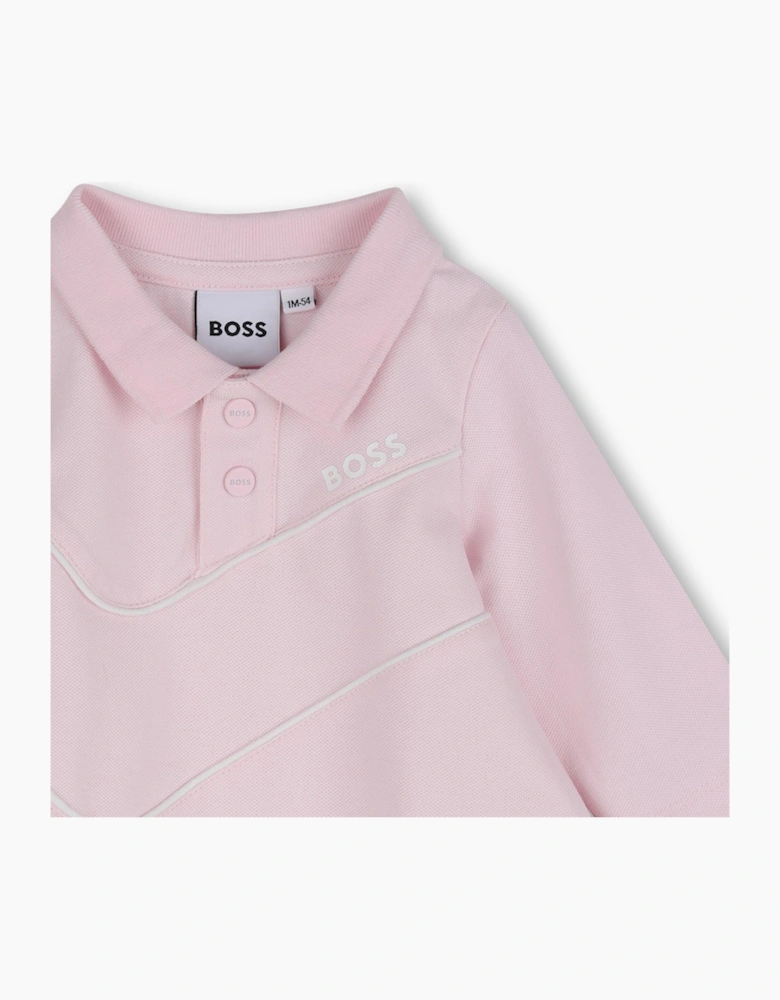 BOSS BABY/TODDLER LONG SLEEVE POLO DRESS IN FESTIVAL BLOOM PINK J53326