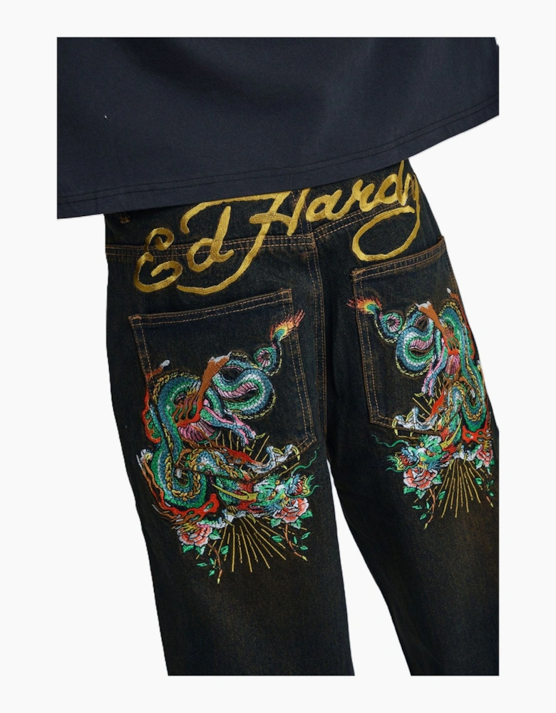 Ed Hardy Slithering Dragon XXTRA Men's Sandy Black Jeans