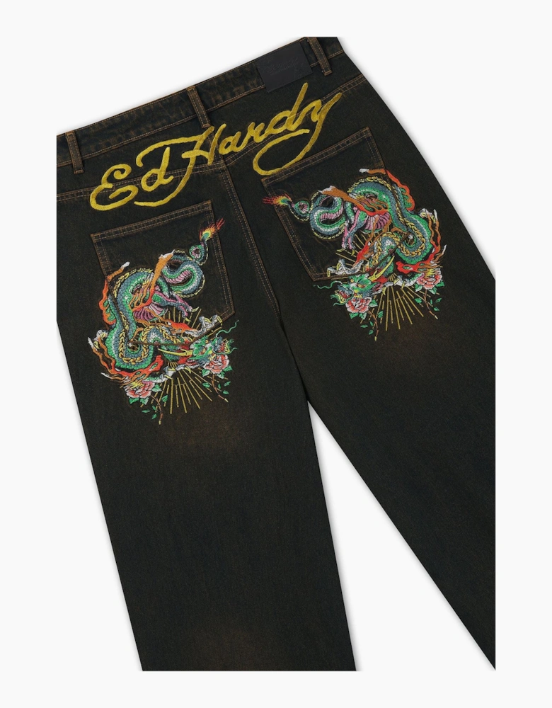Ed Hardy Slithering Dragon XXTRA Men's Sandy Black Jeans