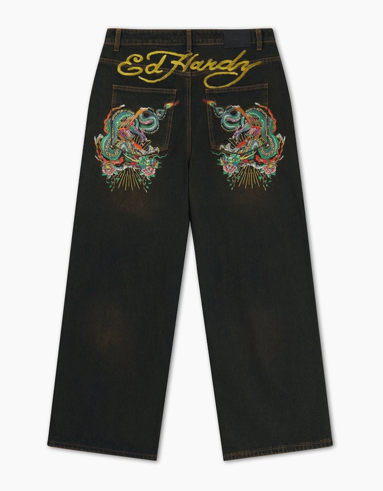 Ed Hardy Slithering Dragon XXTRA Men's Sandy Black Jeans