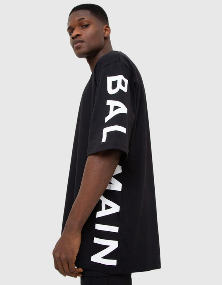 Balmain Side Print Logo Oversized T-Shirt in Black