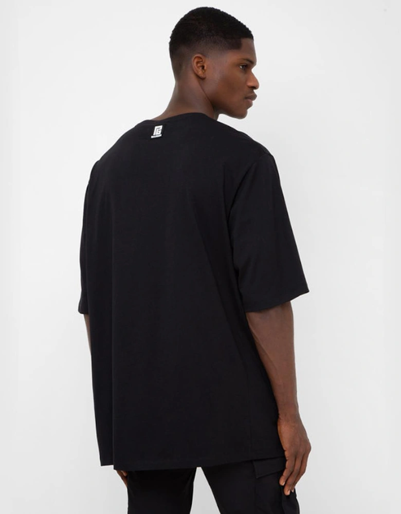 Balmain Side Print Logo Oversized T-Shirt in Black