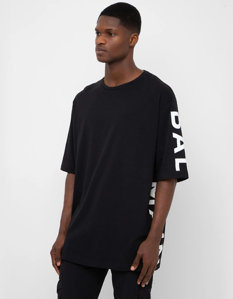 Balmain Side Print Logo Oversized T-Shirt in Black