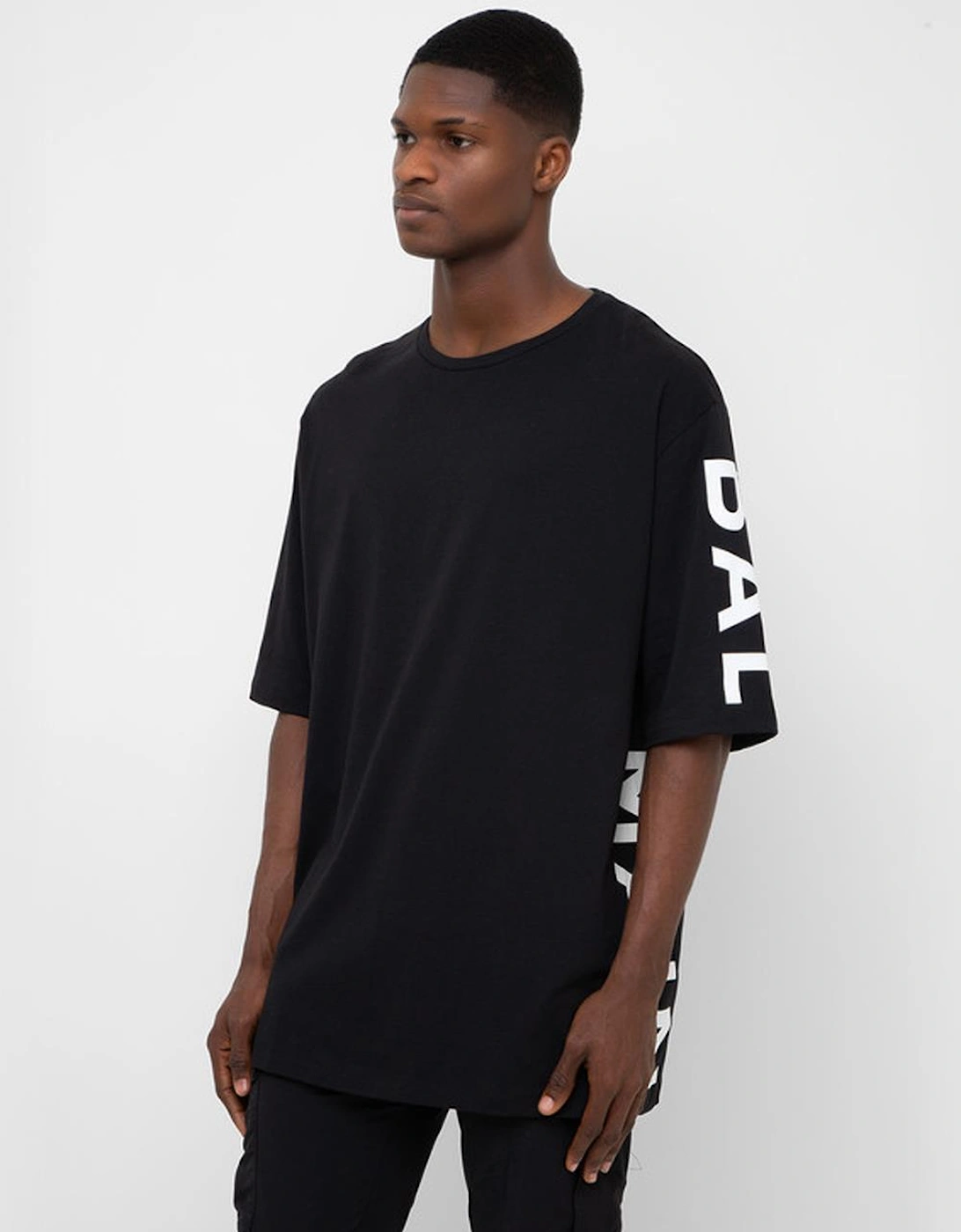 Balmain Side Print Logo Oversized T-Shirt in Black