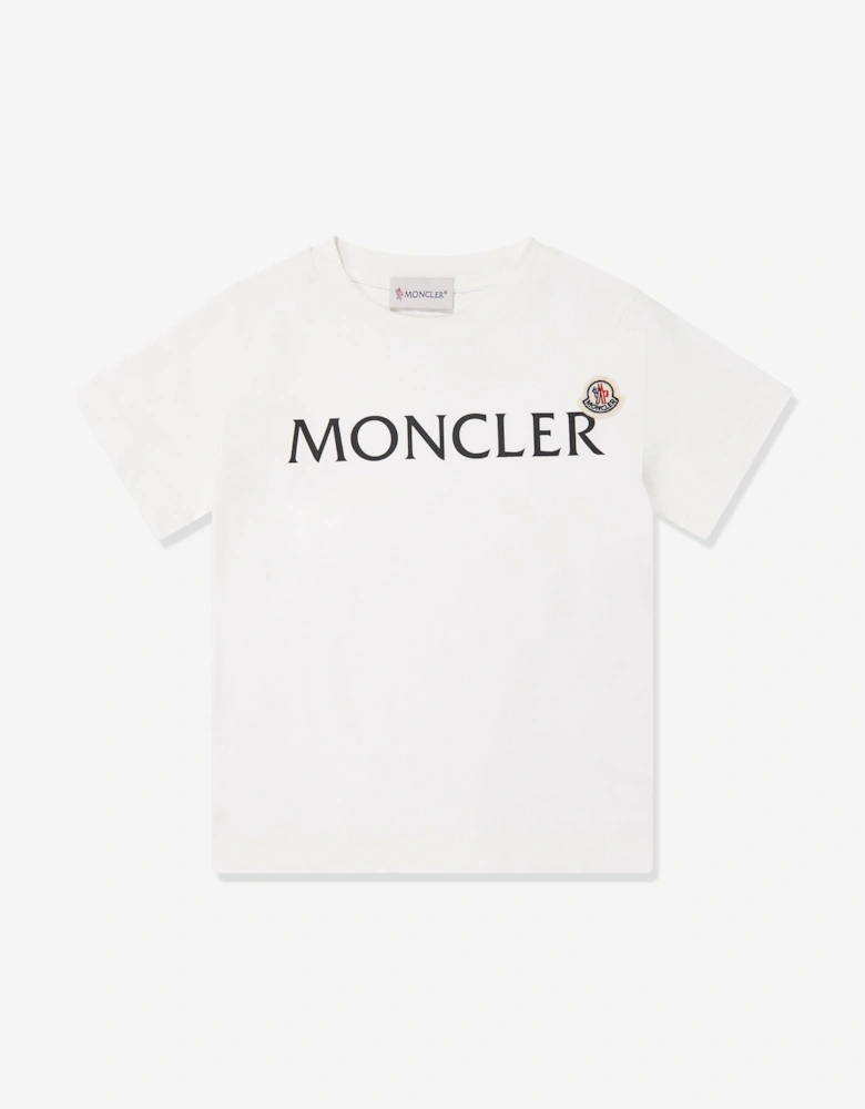 Moncler Enfant Boys Logo Print T-Shirt in White
