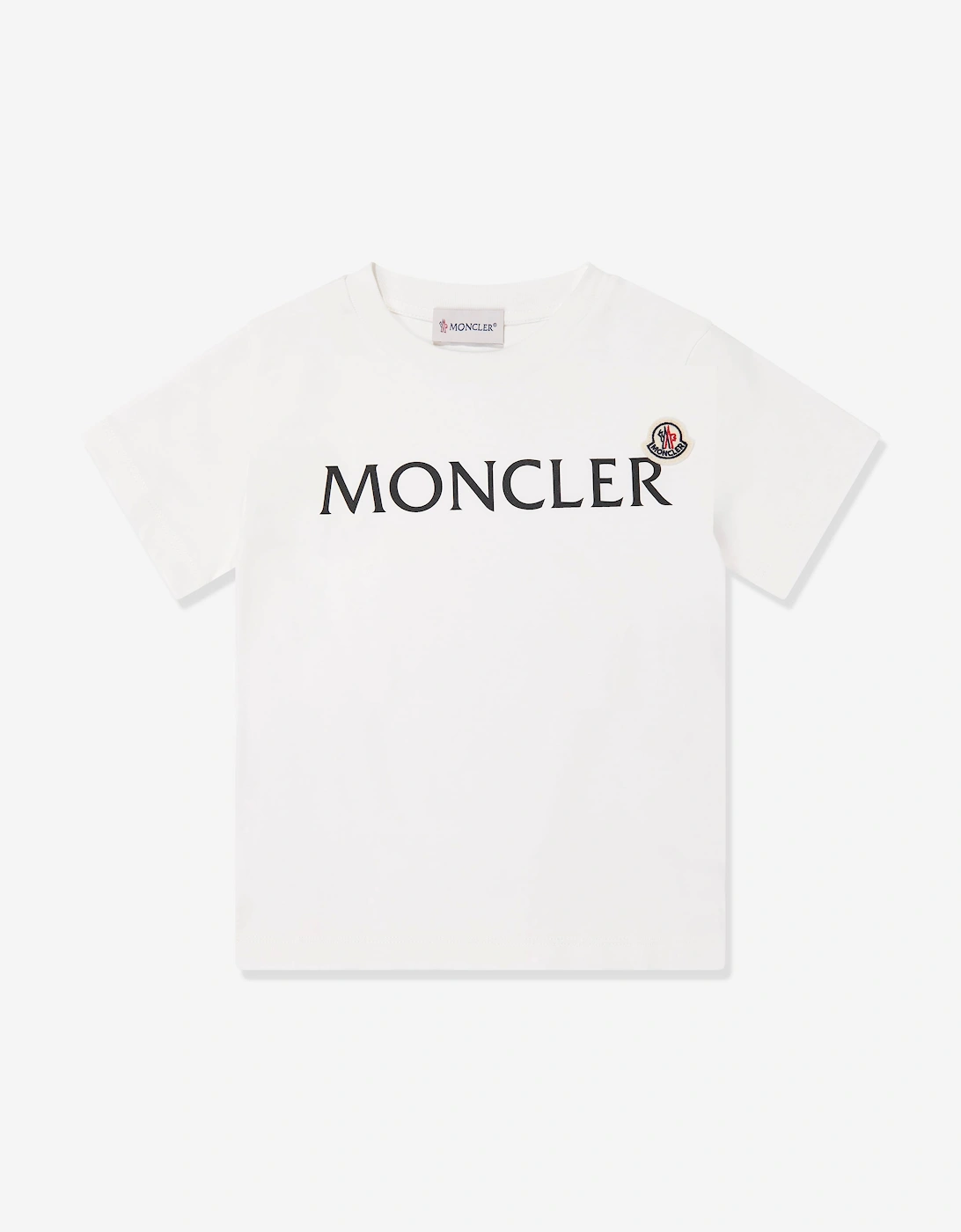 Moncler Boys White Enfant Logo Print T-Shirt  - Size 4 Years Kids