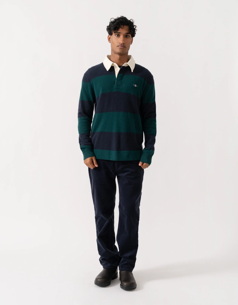 GANT Mens Barstripe Lambswool Rugger - 321 Dark Emerald