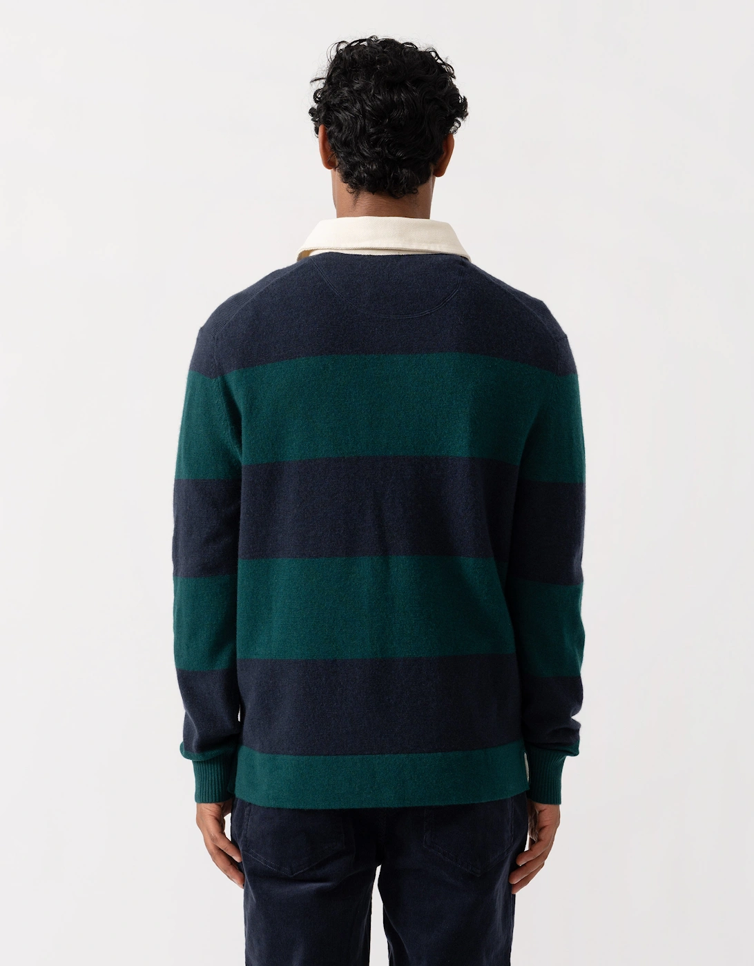 GANT Mens Barstripe Lambswool Rugger - 321 Dark Emerald
