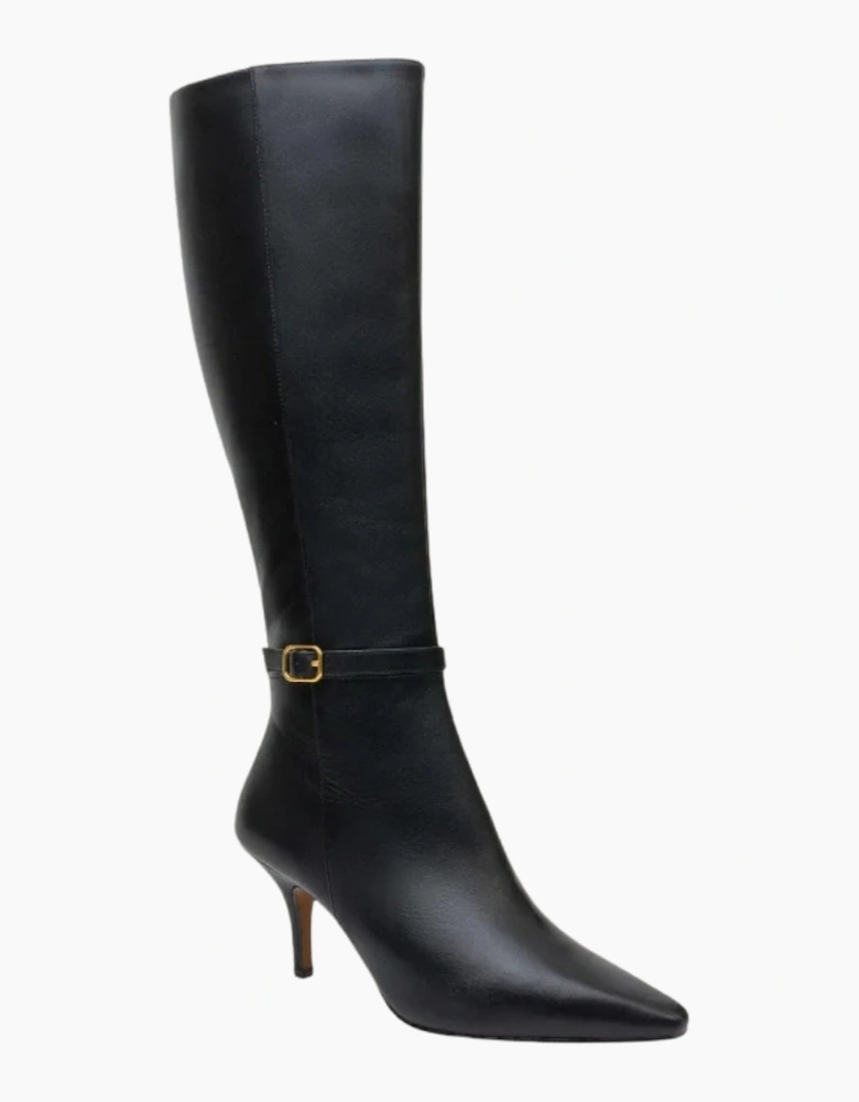 Ted Baker Pipeerr Heeled Leather Knee High Black Boots
