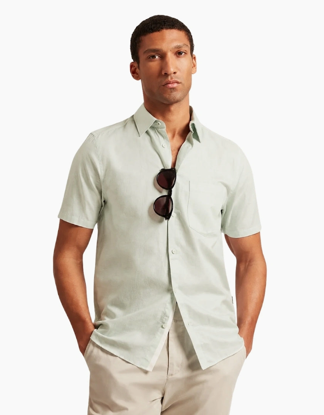 Ted Baker Palomas Pale Green Linen Shirt