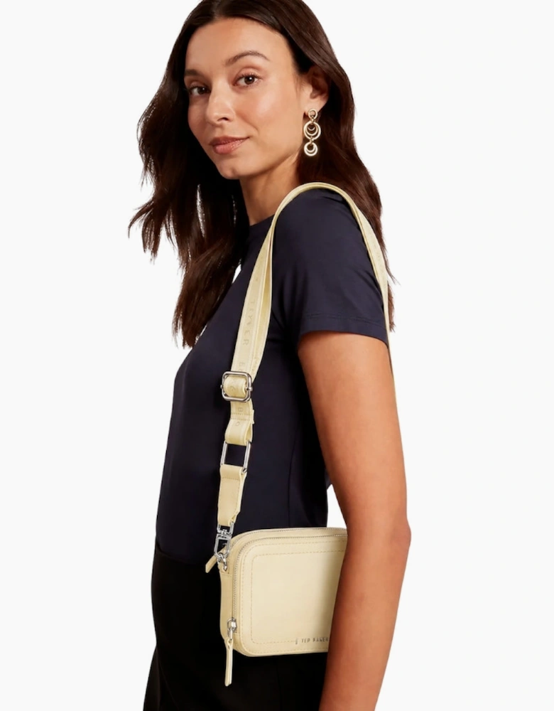 Ted Baker Linzie Webbing Leather Small Crossbody Light Yellow Camera Bag
