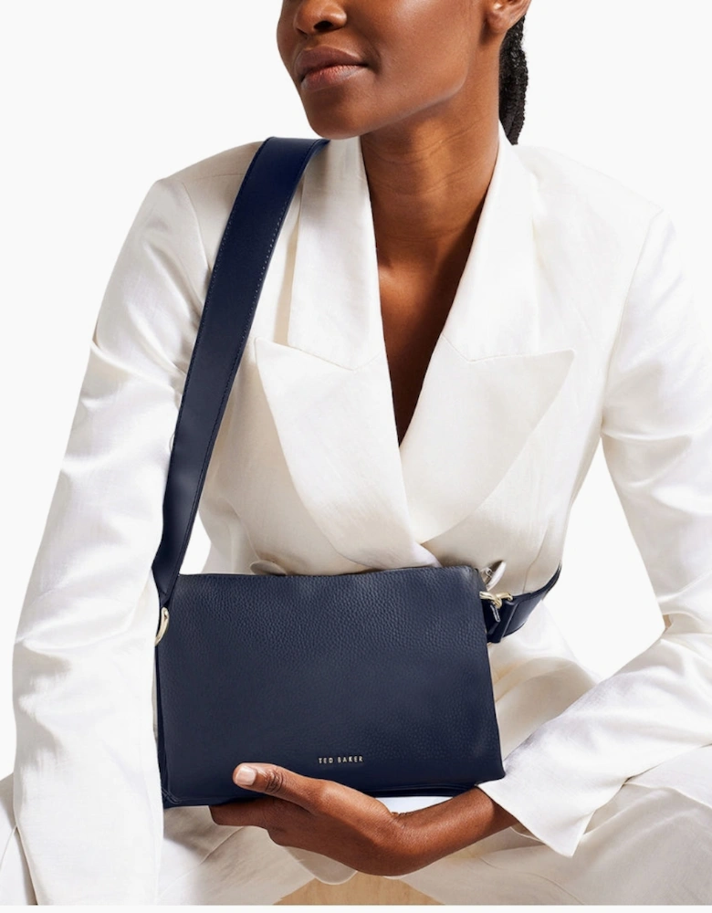 Ted Baker Darceyy Branded Webbing Leather Dark Blue Crossbody Bag