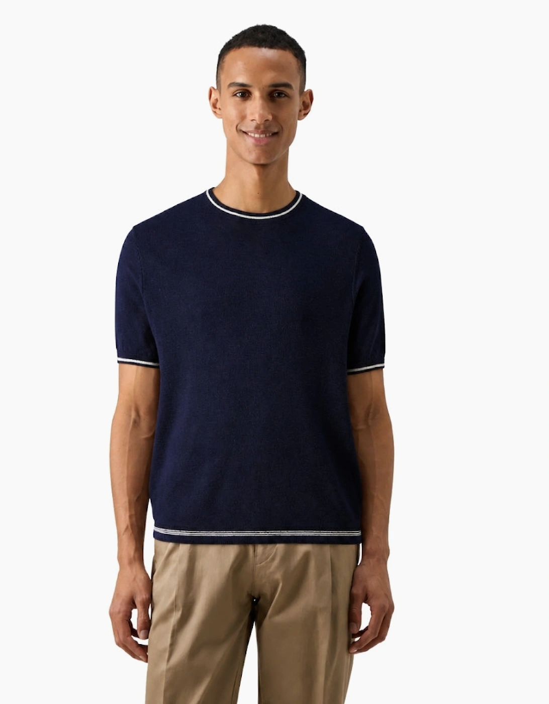 Ted Baker Eriks Regular Textured Front Navy T-Shirt