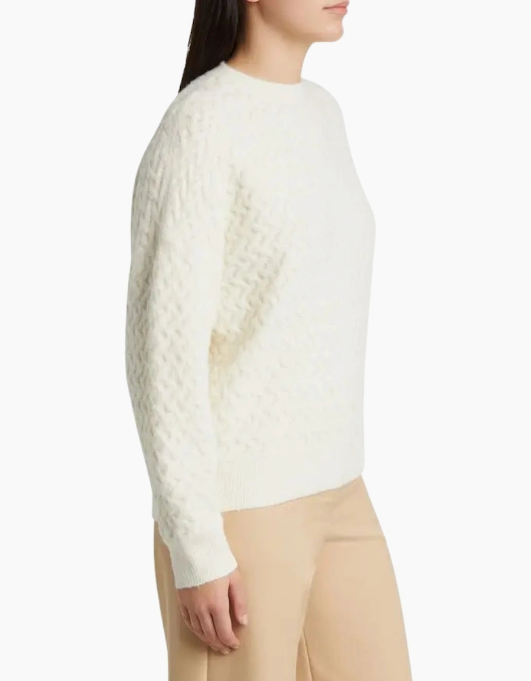 Ted Baker Morlea Horizontal Cable Ivory Crewneck Sweater