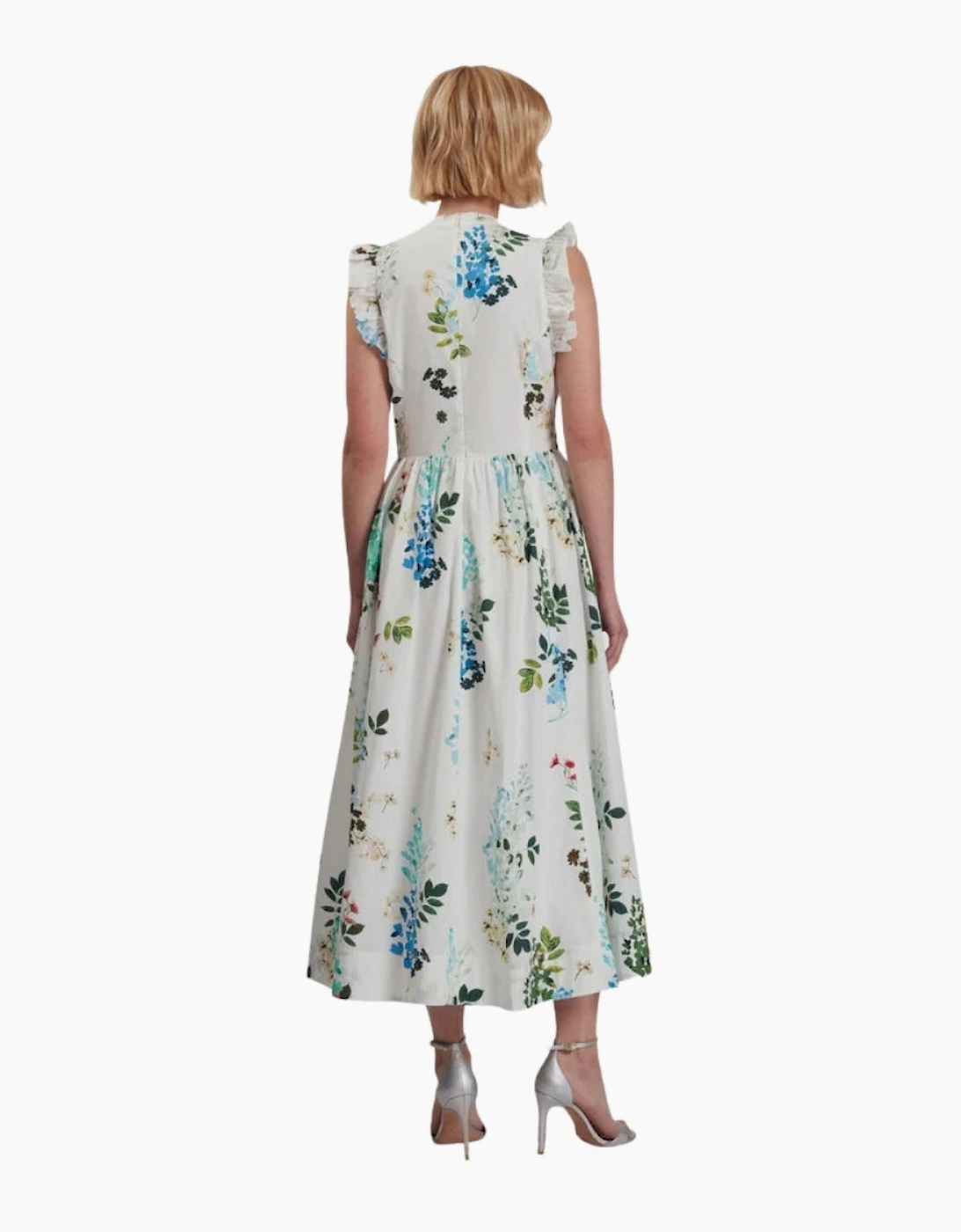 Ted Baker Giolia Cotton Printed Sleeveless White Midi Dress