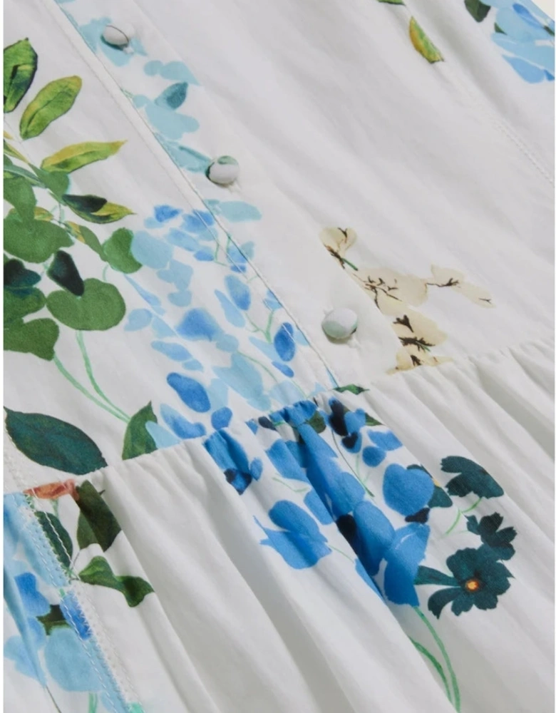 Ted Baker Giolia Cotton Printed Sleeveless White Midi Dress