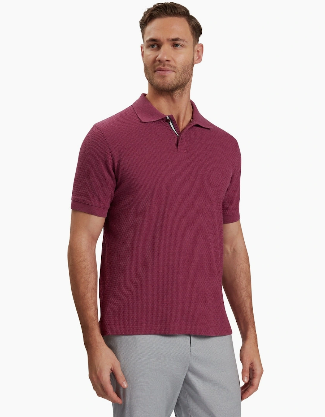 Ted Baker Redman Regular Textured Fuchsia Polo Shirt