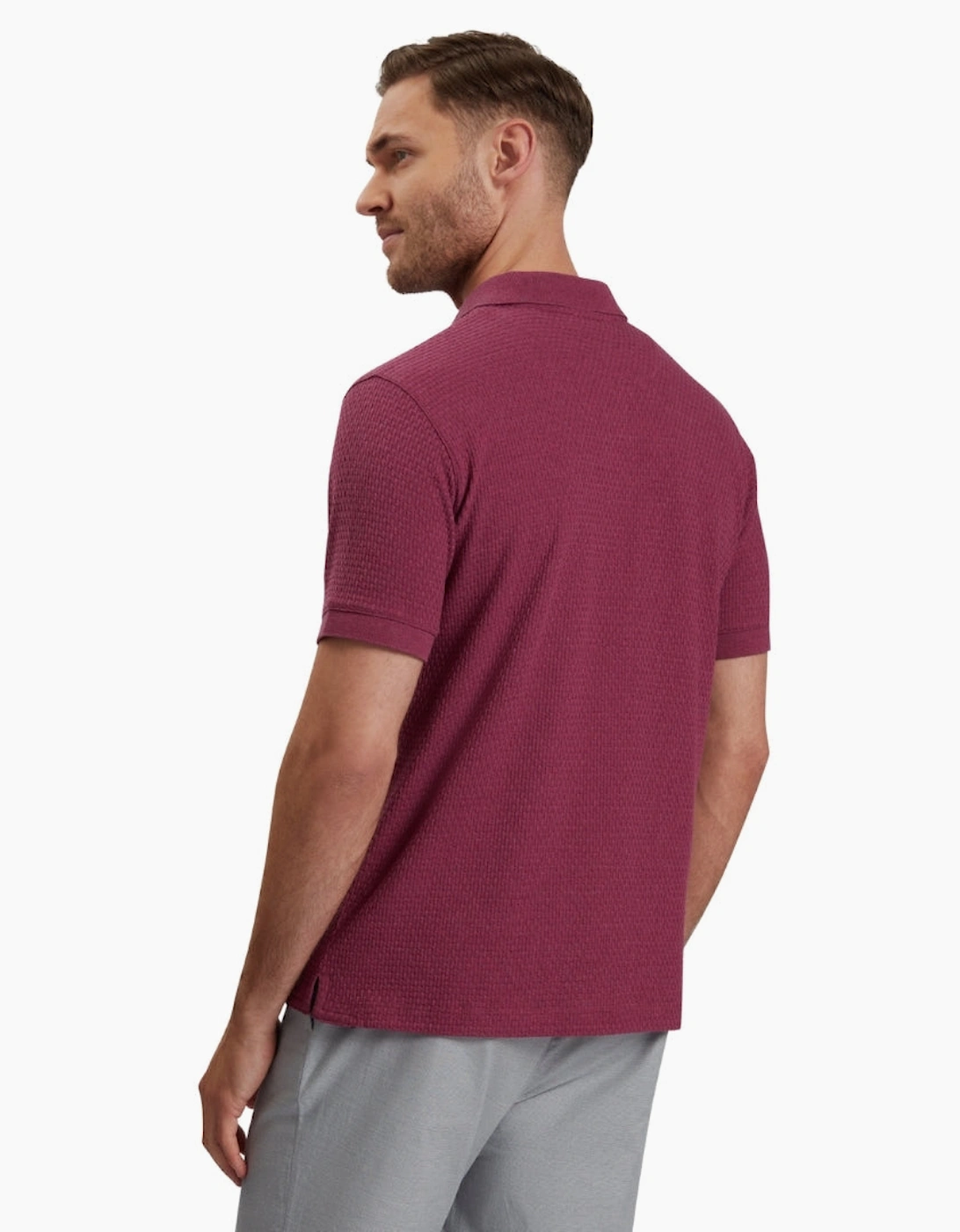 Ted Baker Redman Regular Textured Fuchsia Polo Shirt
