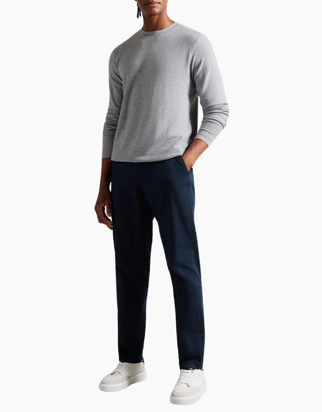 Ted Baker Staylay Textured Crew Neck Grey Marl Jumper