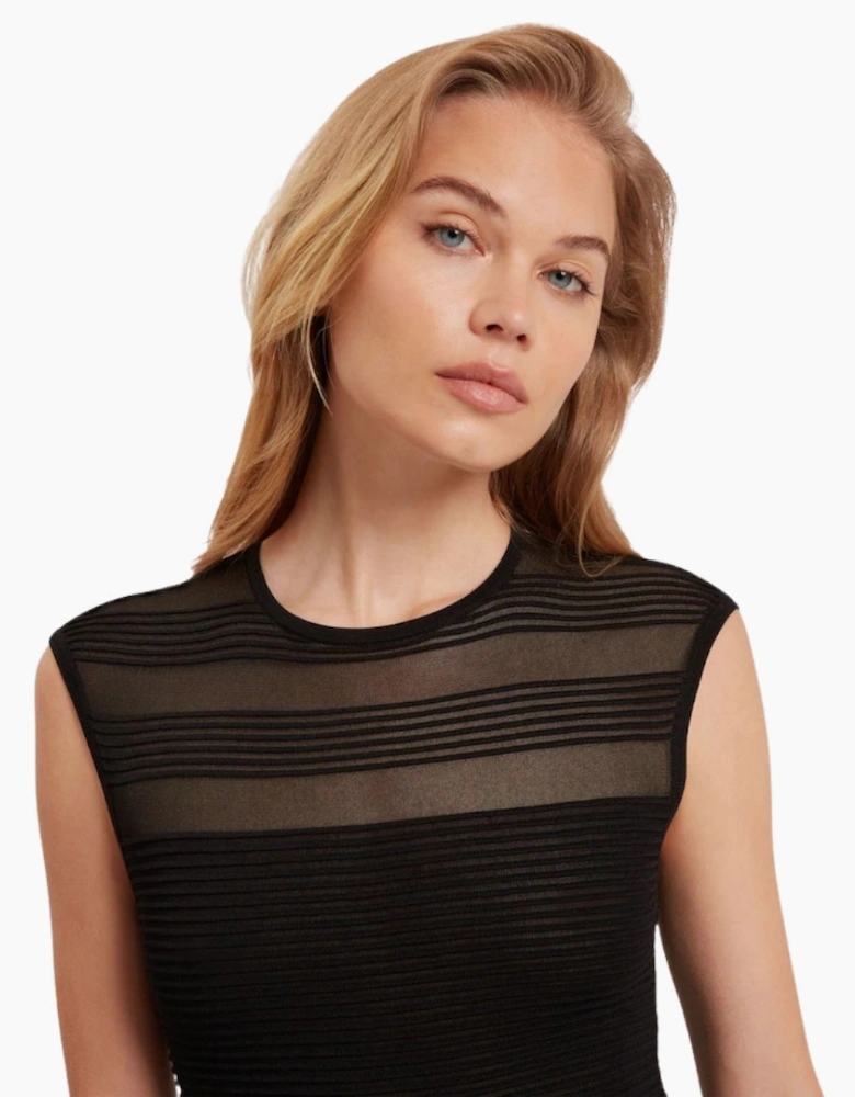 Ted Baker Saalli Knitted Black Skater Dress With Invisible Pane