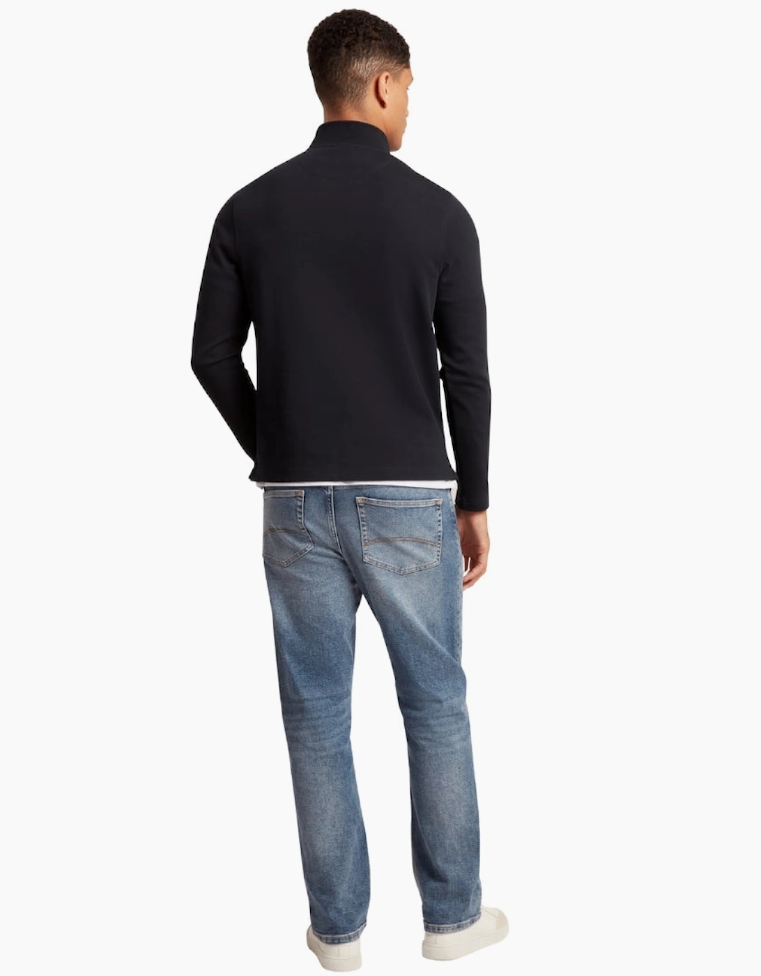 Ted Baker Crabtre Branded Honeycomb Trim Navy Quarter Zip