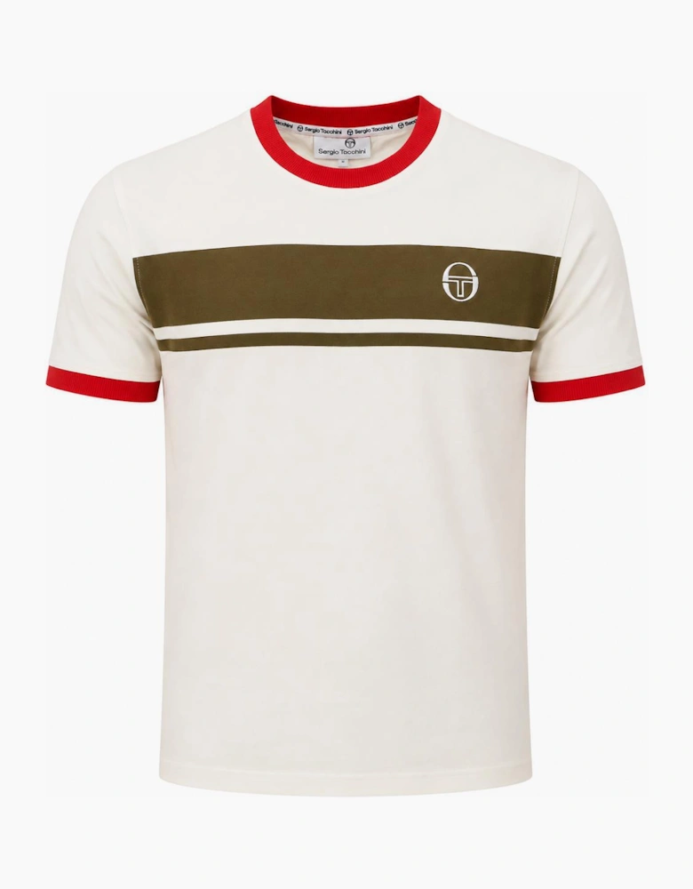 Sergio Tacchini Master Crew Neck T-Shirt Gardenia/Dark Olive/Adrenaline Rush