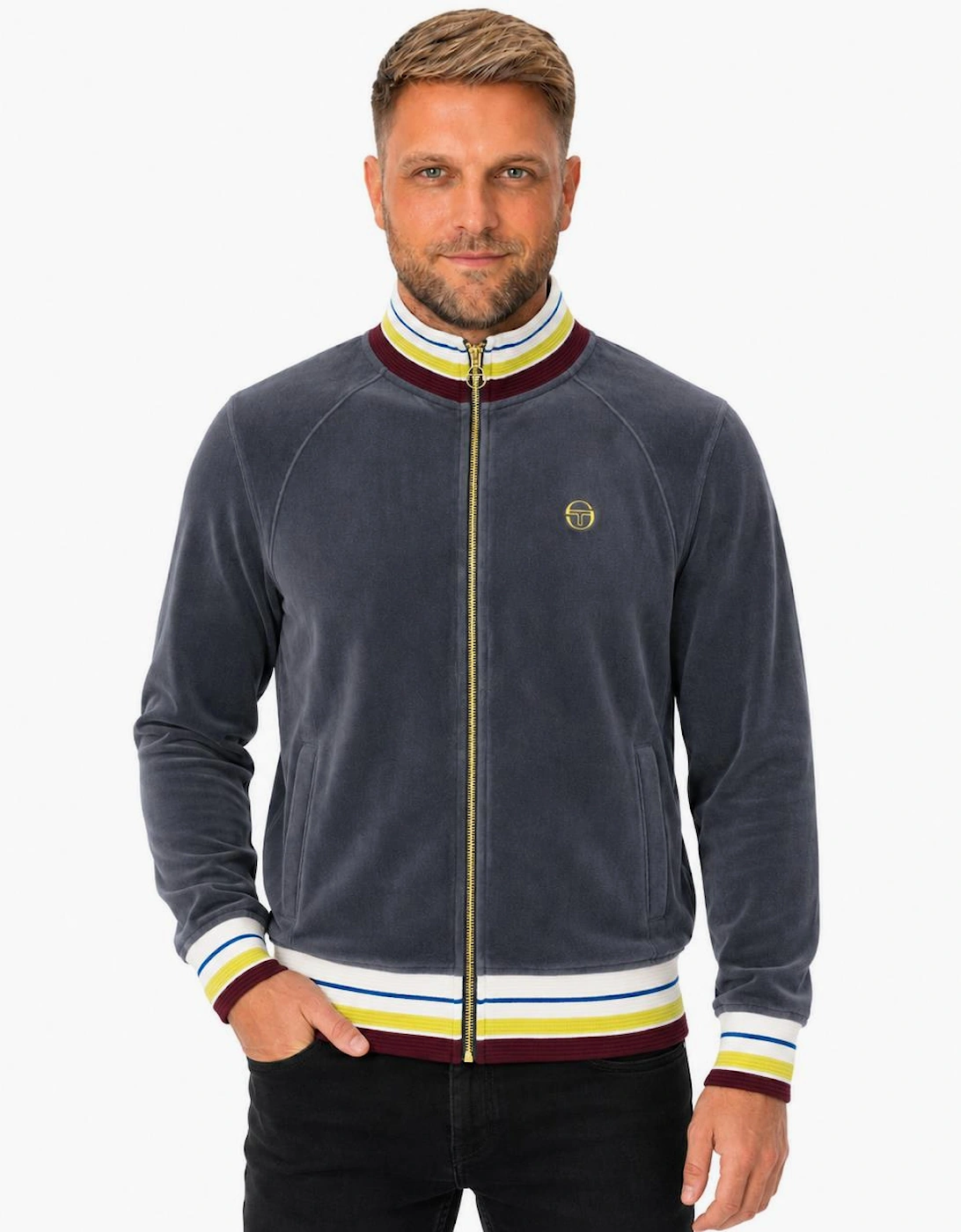 Sergio Tacchini Sartori Velour Track Top Jacket Turbulence