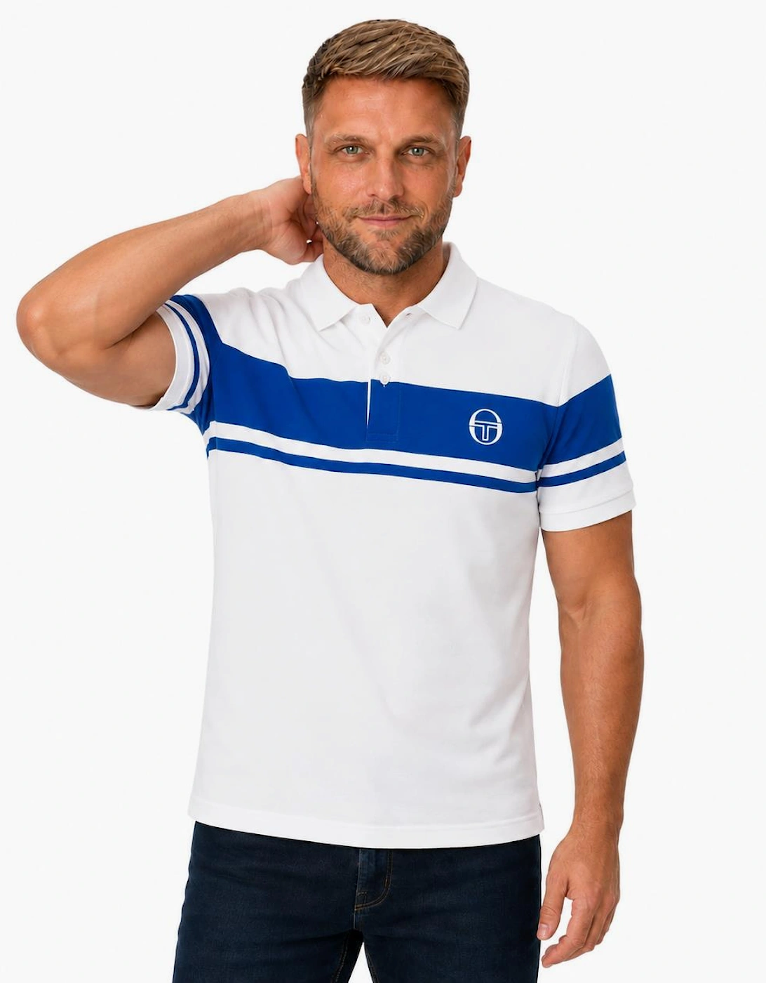 Sergio Tacchini Young Line Polo Shirt White/Princess Blue