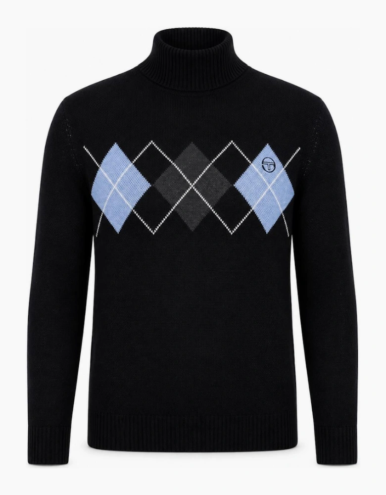 Sergio Tacchini Moretti Knitted Roll Neck Jumper Black/Charcoal Marl/Country Blue