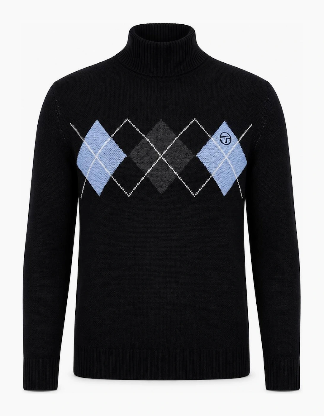 Sergio Tacchini Moretti Knitted Roll Neck Jumper Black/Charcoal Marl/Country Blue