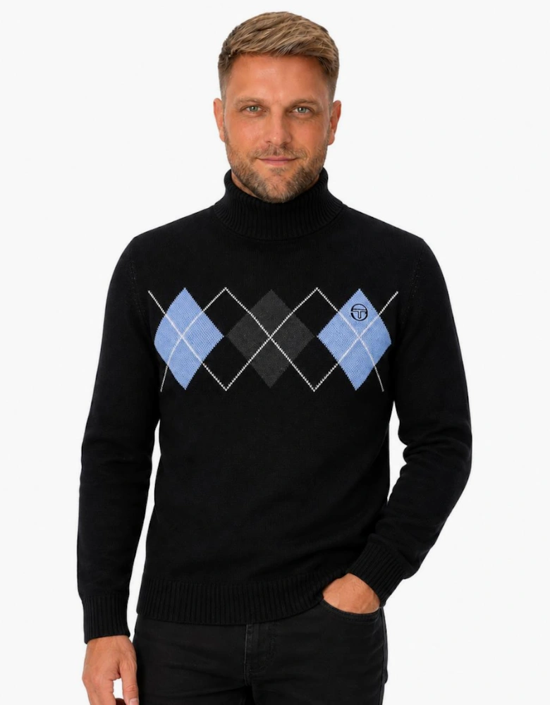 Sergio Tacchini Moretti Knitted Roll Neck Jumper Black/Charcoal Marl/Country Blue