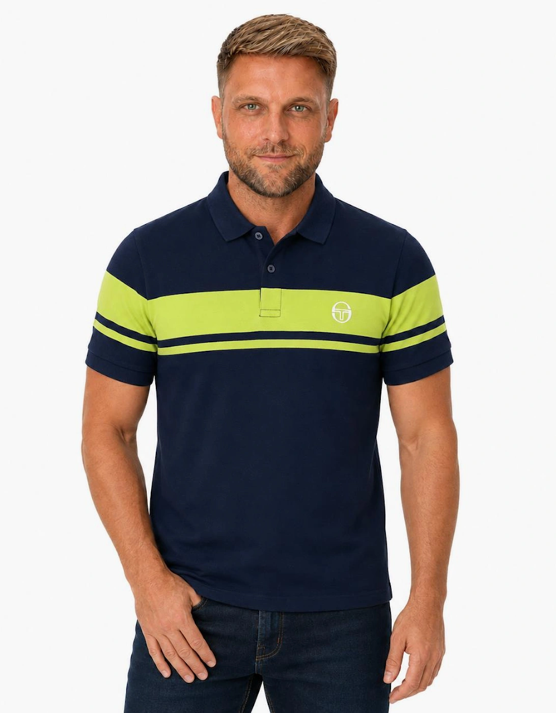 Sergio Tacchini Young Line Polo Shirt Maritime Blue/Celery Green
