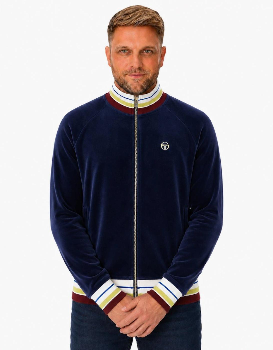 Sergio Tacchini Sartori Velour Track Top Jacket Maritime Blue