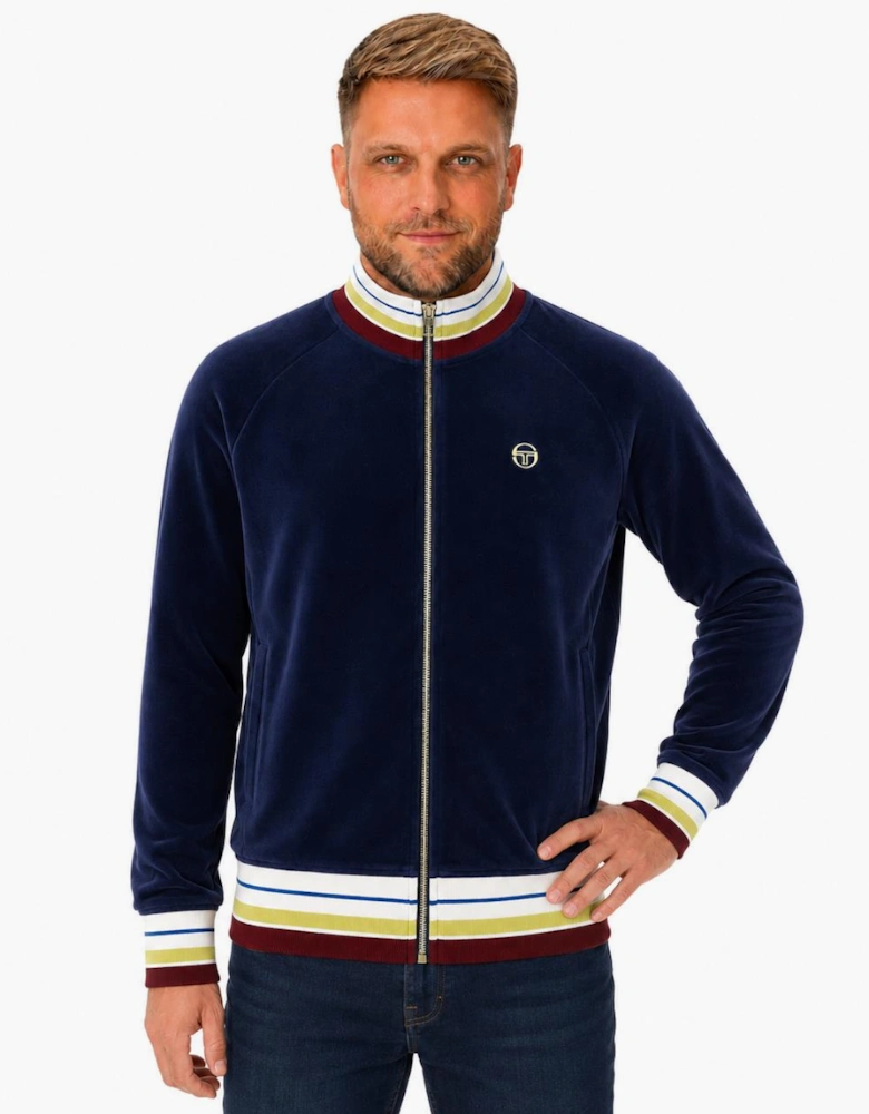 Sergio Tacchini Sartori Velour Track Top Jacket Maritime Blue