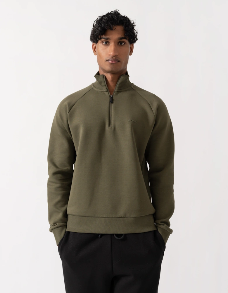 BOSS Green Sweat Mens Zip-neck sweatshirt in stretch cotton - Open Green 398