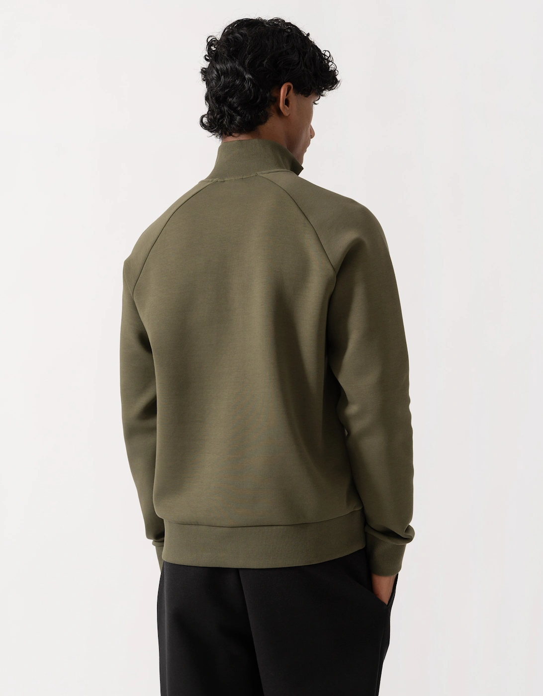 BOSS Green Sweat Mens Zip-neck sweatshirt in stretch cotton - Open Green 398