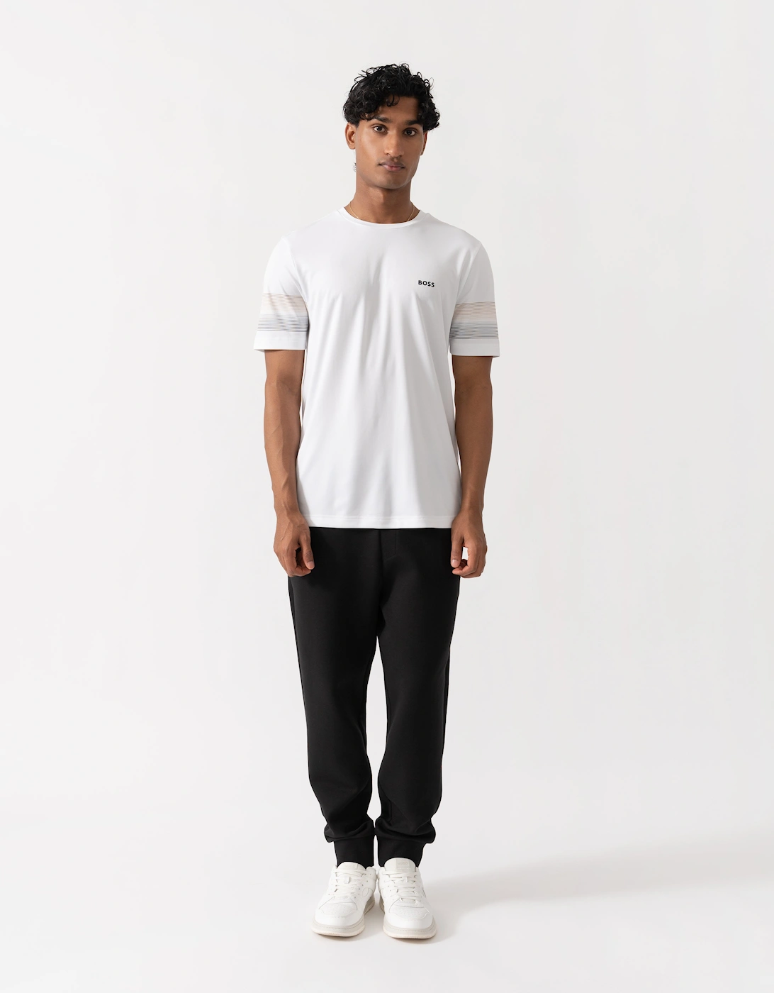BOSS Green Hadiko Mens Stretch-cotton track pants with puff-print logo - Black 001