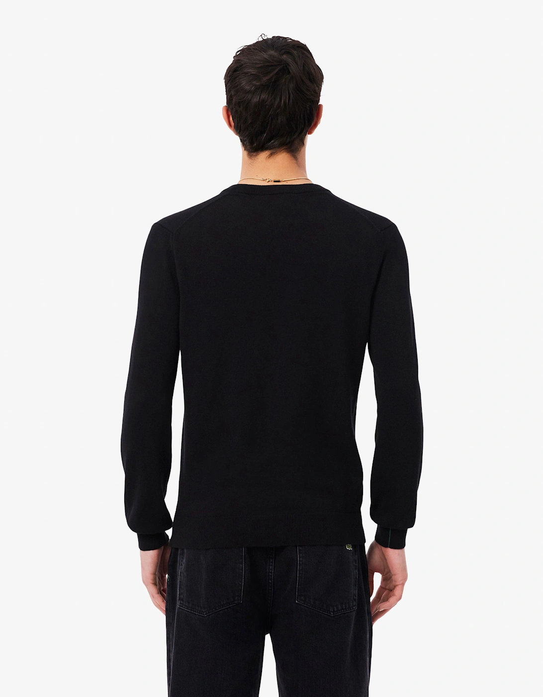 Lacoste Monochrome Jersey Mens V Neck Sweater - Black 031