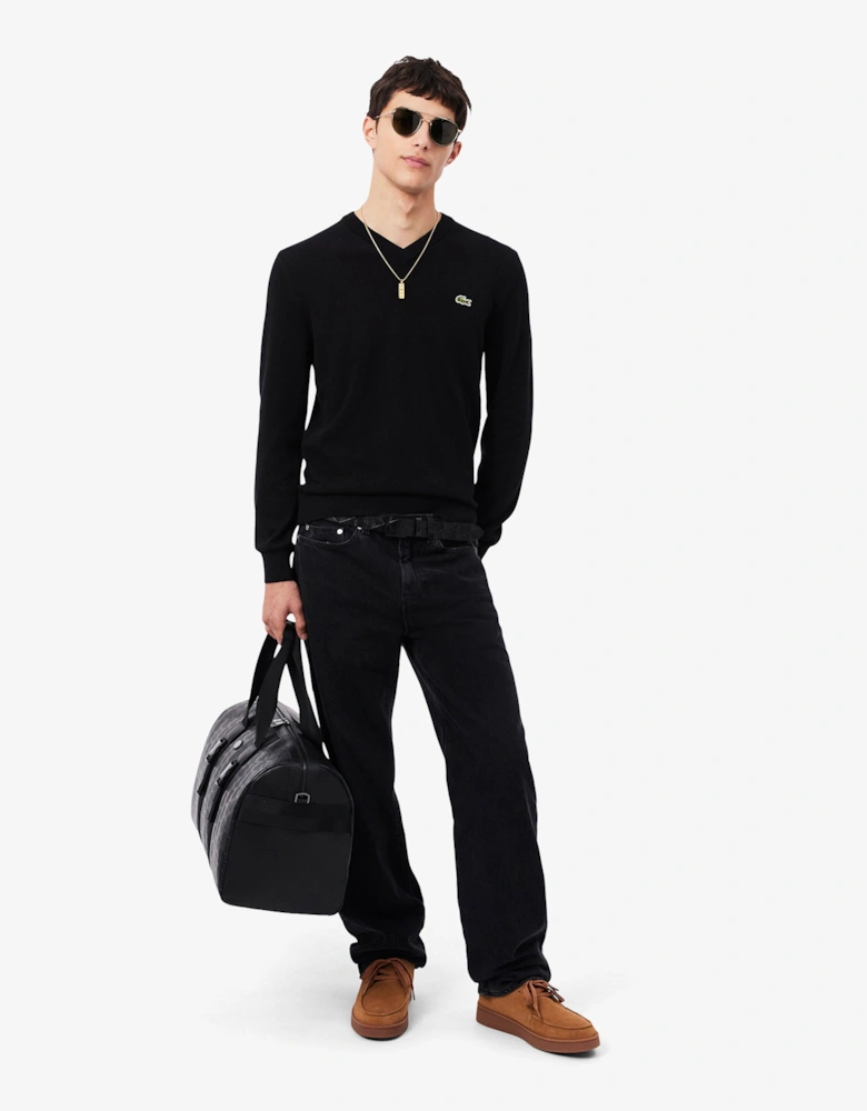 Lacoste Monochrome Jersey Mens V Neck Sweater - Black 031