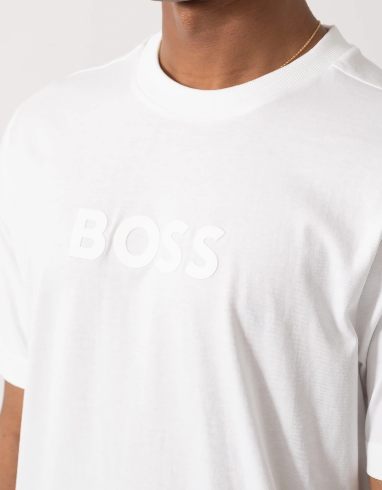 BOSS Green Mens Relaxed-fit T-Shirt in stretch cotton with tonal logo - Natural 101
