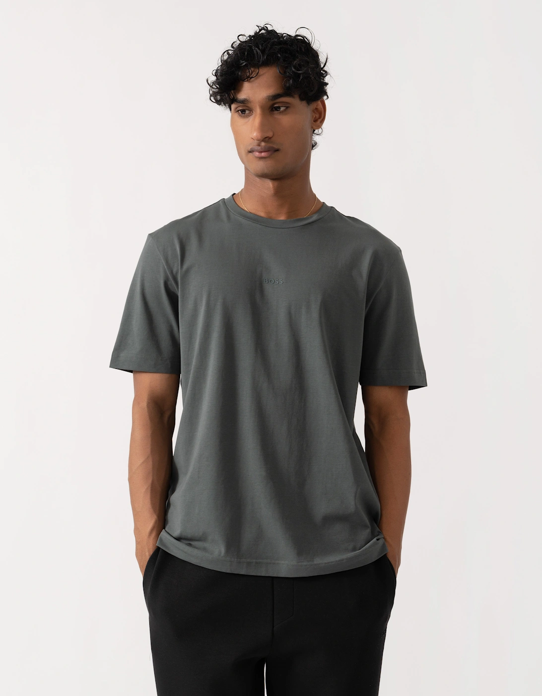 BOSS Orange TChup Mens Crew Neck Small Logo T-Shirt  - Open Green 377