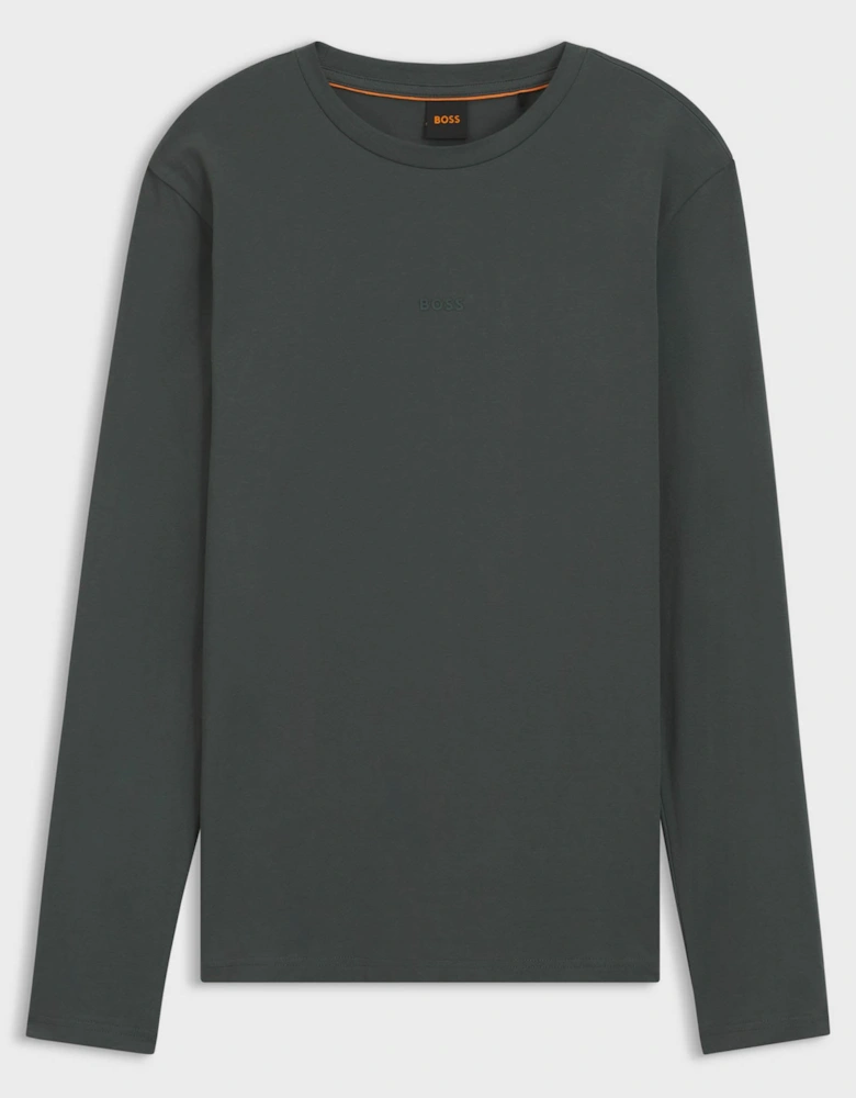 BOSS Orange Tchark Mens Long Sleeve Stretch Cotton T-Shirt - Open Green 377