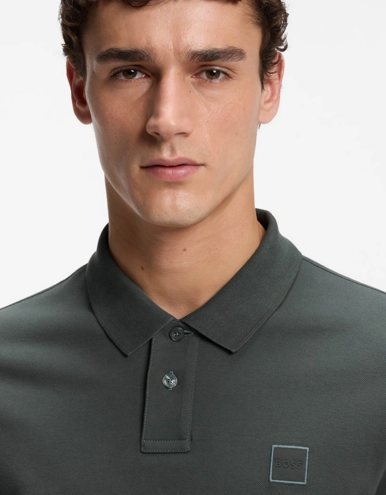 BOSS Orange Passenger Mens Stretch-Cotton Slim-Fit Polo Shirt with Logo Patch - Open Green 377