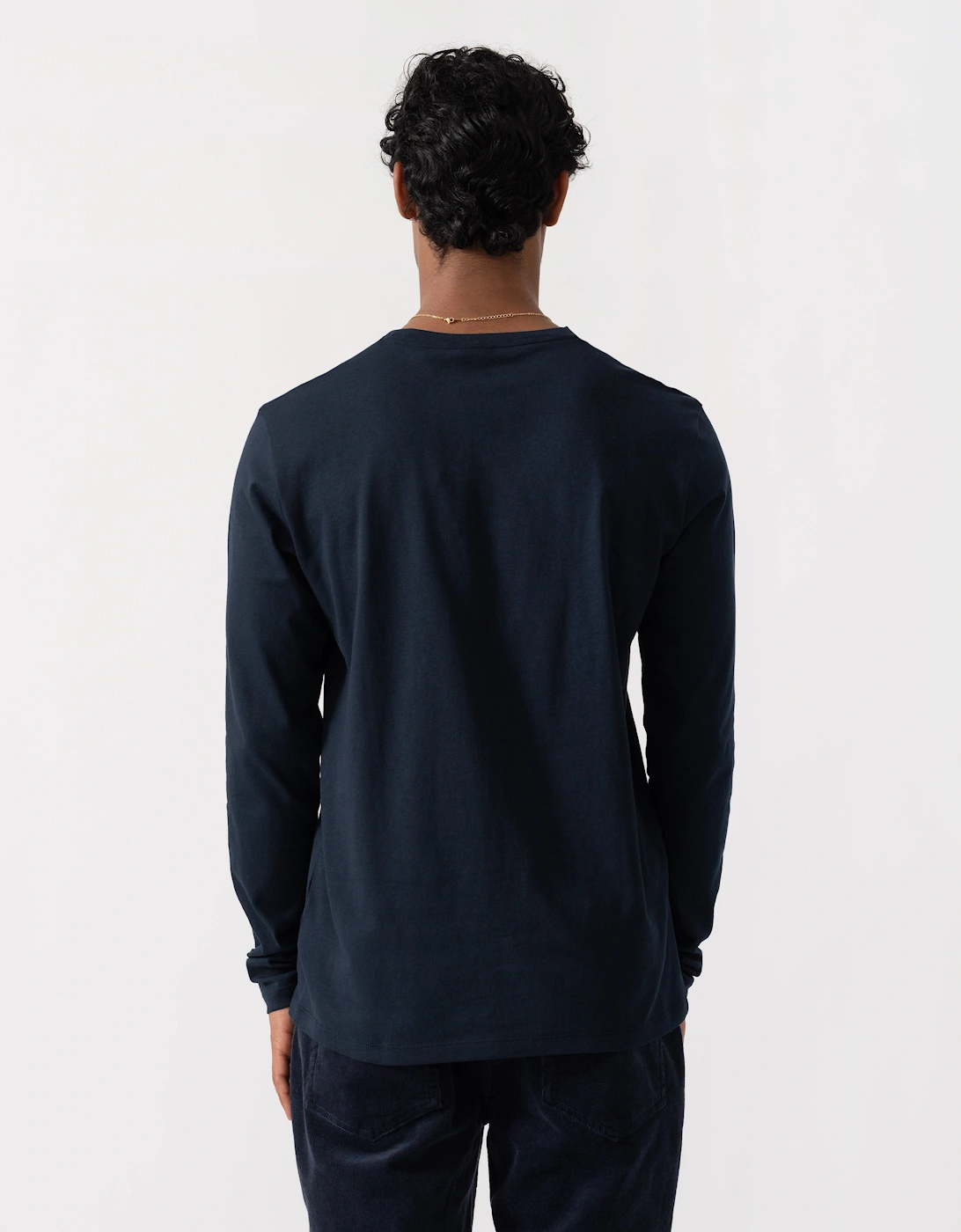 BOSS Orange Tacks Mens Long Sleeve T-Shirt with logo Patch - Dark Blue 404