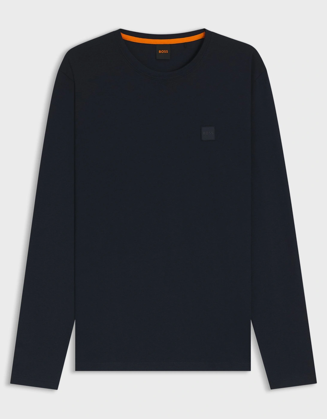 BOSS Orange Tacks Mens Long Sleeve T-Shirt with logo Patch - Dark Blue 404