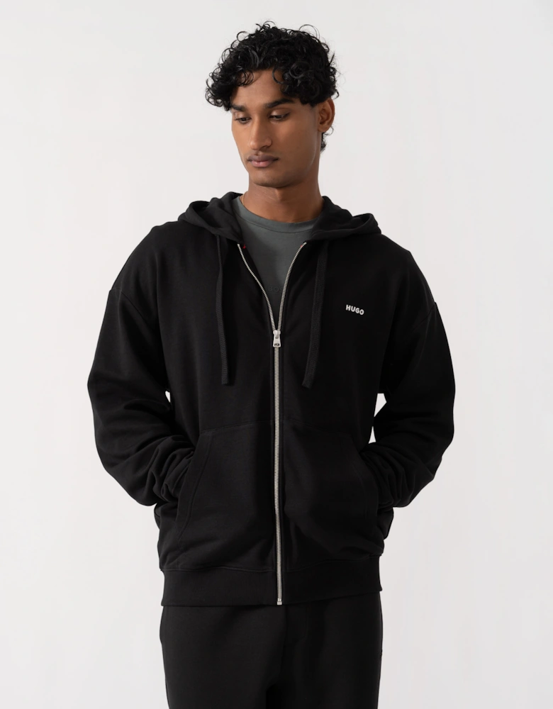HUGO Dapozip Mens Cotton-terry zip-up hoodie with logo print - Black 001