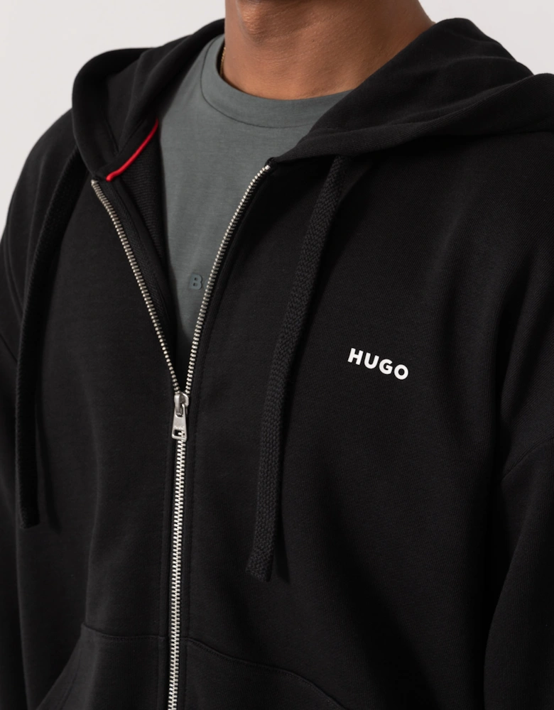 HUGO Dapozip Mens Cotton-terry zip-up hoodie with logo print - Black 001