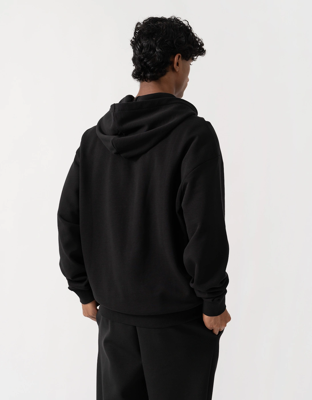 HUGO Dapozip Mens Cotton-terry zip-up hoodie with logo print - Black 001
